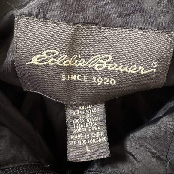 Eddie Bauer Black Goose Down Puffer Jacket Size Large - Picture 2 of 7